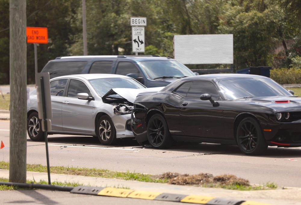Car,Accident,In,A,Work,Zone,In,On,The,Street