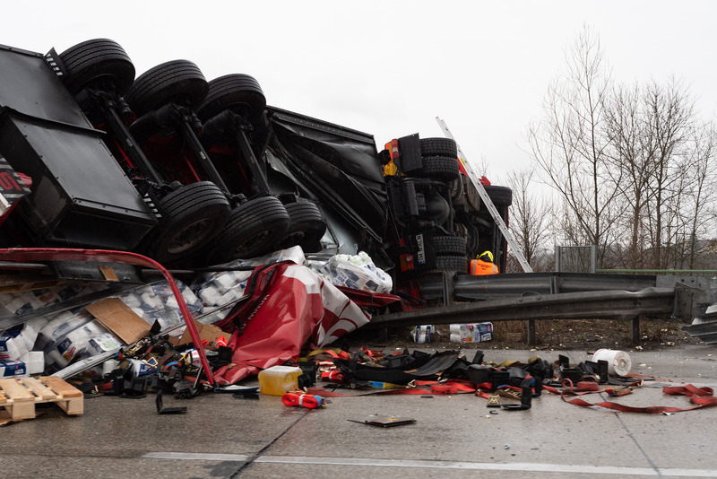 Enns, Upper Austria, Austria March : Large Truck Flippe